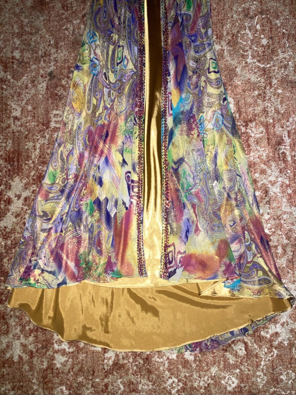 Multicolored Beaded Silk Gown - Picture 6 of 9